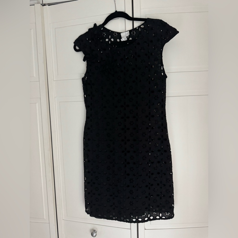 2B.Rych Black Floral Eyelet Mini Dress